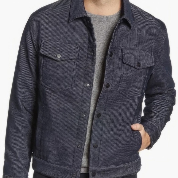 NWT Nordstrom Robert Barakett Mens Worthington Trucker Jacket Coat Blue XL $275 - Picture 1 of 8